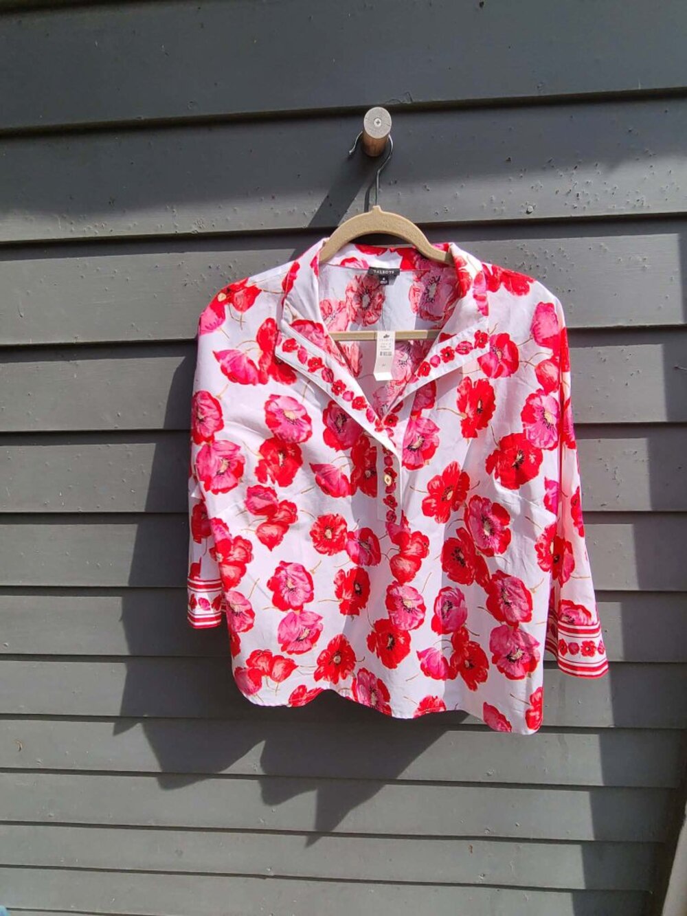 Talbots Red White Poppy Pop Top NWT size Medium - Picture 7 of 10